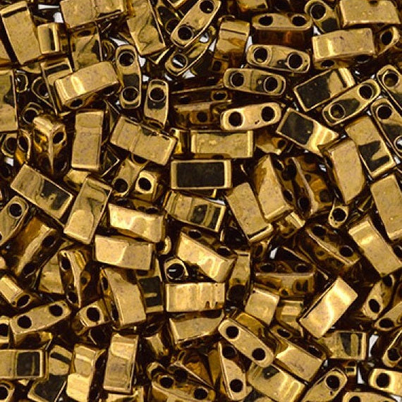 Miyuki Tila / Half Tila / Quater Tila 2-hole Beads, Dark Bronze (HTL0457), Glass, Japan