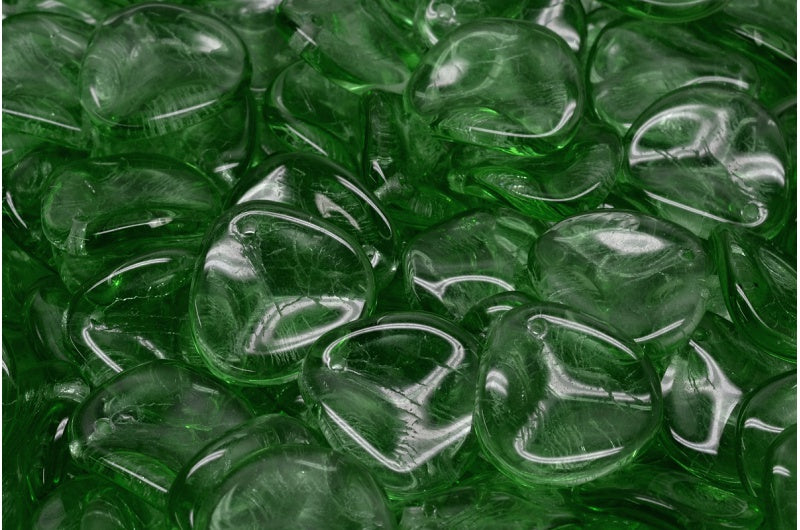 Rose Petal Beads, Transparent Green (50500), Glass, Czech Republic
