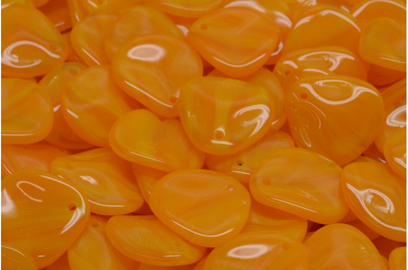 OUTLET 10 grams Rose Petal Beads, 14 x 13 mm, Orange Opal (81250), Glass, Czech Republic