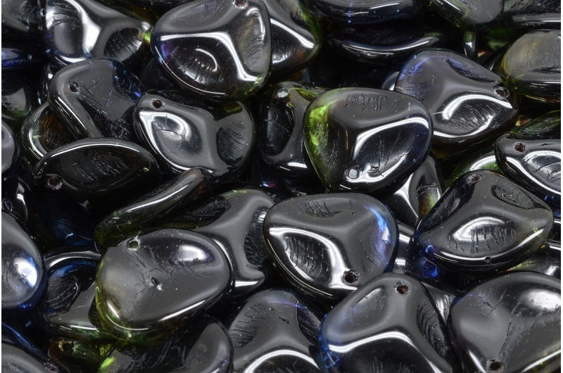 Rose Petal Beads, Transparent Green Transparent Amethyst White (50500-20080-02010), Glass, Czech Republic