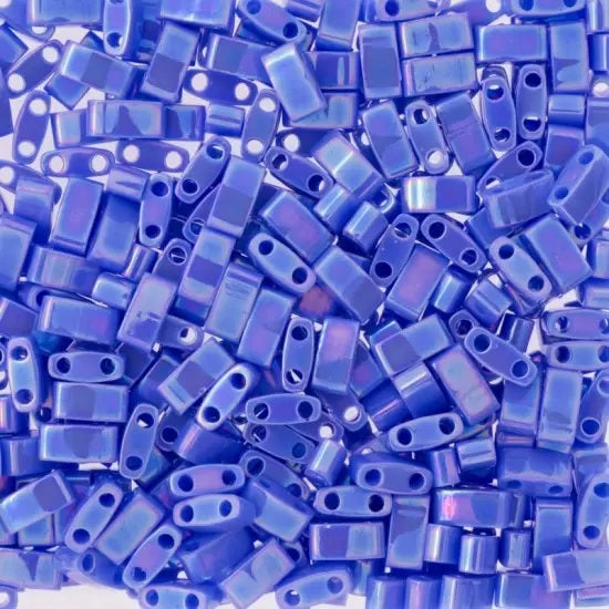 Miyuki Tila / Half Tila / Quater Tila 2-hole Beads, Opaque Periwinkle AB (# 0483), Glass, Japan