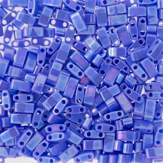 Miyuki Tila / Half Tila / Quater Tila 2-hole Beads, Opaque Periwinkle AB (# 0483), Glass, Japan