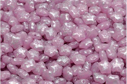 フラットスタービーズ、オパールピンクシルバースプラッシュ（71400-94400）、ガラス、チェコ共和国