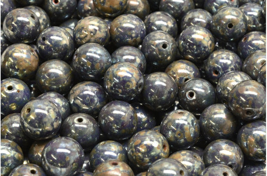 Round Druck Beads, 13530 Picasso (13530-43400), Glass, Czech Republic