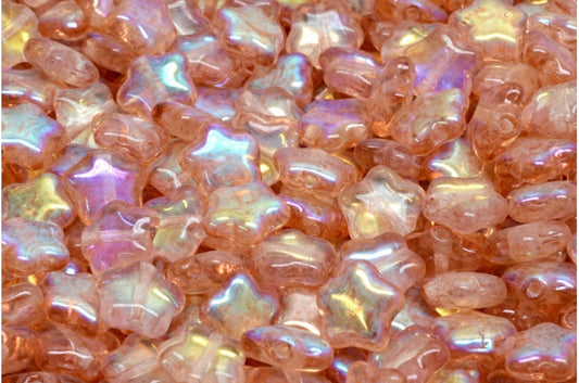 Flat Star Beads, Crystal Ab 34305 (00030-28701-34305), Glass, Czech Republic