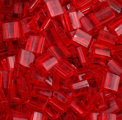 Miyuki Tila / Half Tila / Quater Tila 2-hole Beads, Transparent Light Red (siam) (# 0140), Glass, Japan