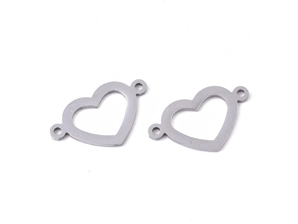 Decorative piece - heart with 2 eyes, approx. 20x12x1 mm, Stainless Steel 304