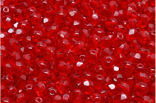 OUTLET 10 grams Faceted Round Fire Polished Beads, 5 x 5 mm, Ruby Red (90080), Glass, Czech Republic