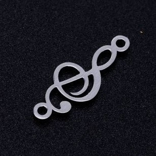 Decorative piece - treble clef, approx. 18 x 7 x 1 mm, Stainless Steel 304