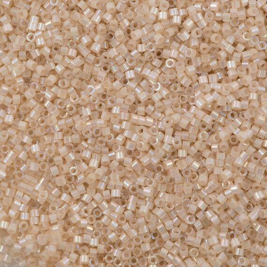 Miyuki DELICA Seed Beads Rocailles, Silk Inside Dyed Pale Apricot AB (# DB1874), Glass, Japan