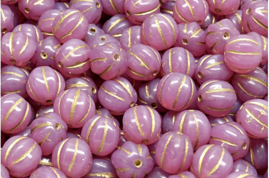 メロンビーズ、オパールピンクゴールドライン（71010-54302）、ガラス、チェコ共和国