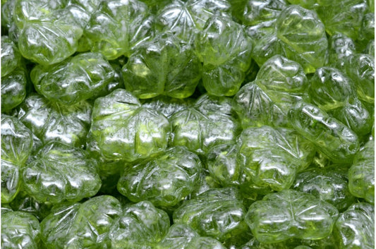 メープルリーフビーズ、透明グリーン 86700 (50220-86700)、ガラス、チェコ共和国