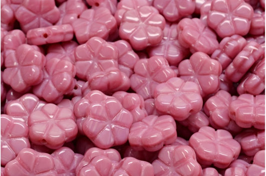 Garland Flower Beads, Opaque Pink (74020), Glass, Czech Republic