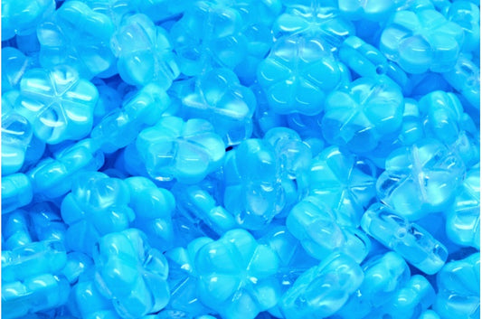 Garland Flower Beads, Silky Blue (66010), Glass, Czech Republic