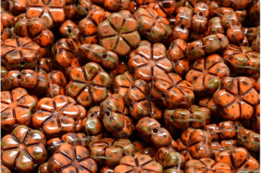 Garland Flower Beads, Opaque Yellow Travertin (93120-86800), Glass, Czech Republic