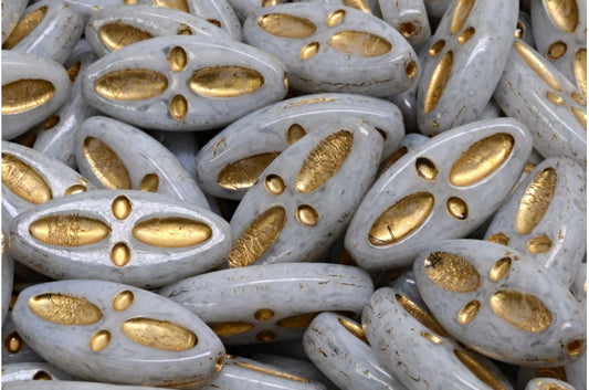 Schiffsauge Ovale Perlen, Weißgold gefüttert 34311 (02010-54302-34311), Glas, Tschechische Republik