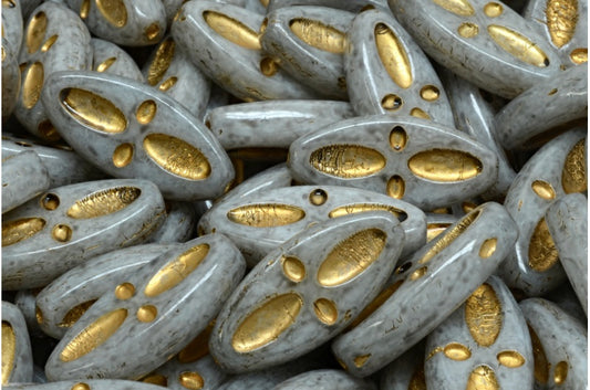 Ship Eye Oval Beads, White Gold Lined 34312 (02010-54302-34312), Glass, Czech Republic