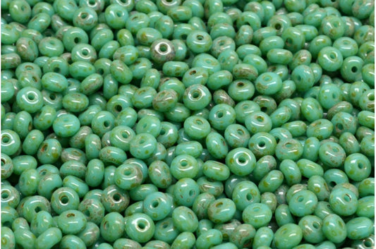 Rondelle Druck Beads, Turquoise Travertin (63130-86800), Glass, Czech Republic