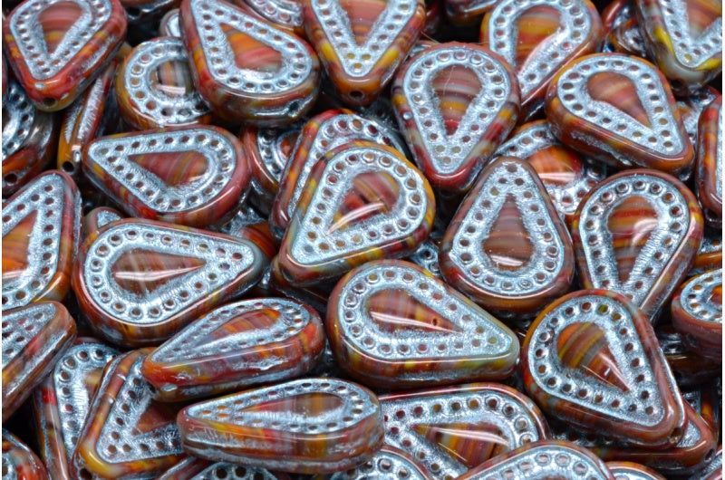 フィリグリーティアドロップビーズ、R9842 54323 (R9842-54323)、ガラス、チェコ共和国