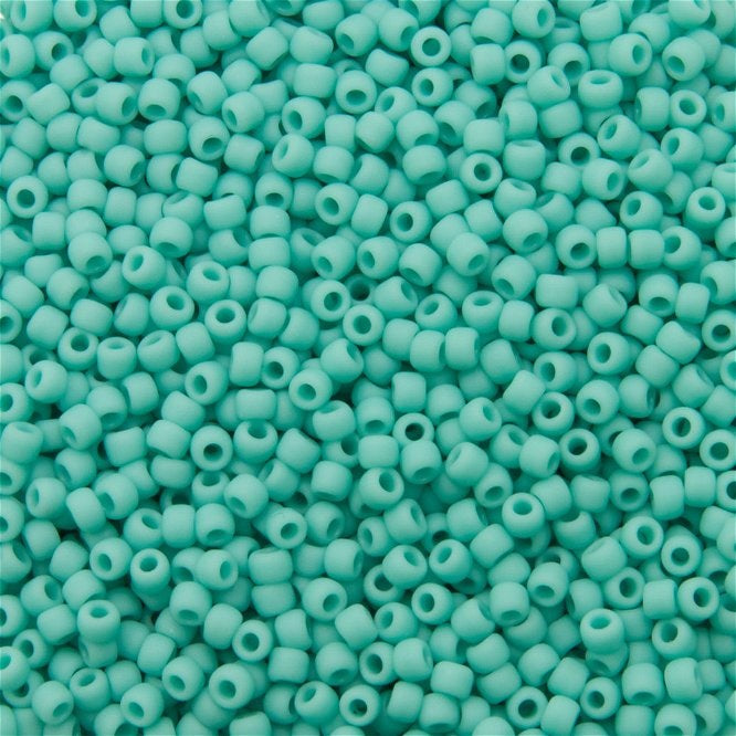 TOHO Round Seed Beads Rocailles, Opaque Frosted Turquoise (# 55F), Glass, Japan