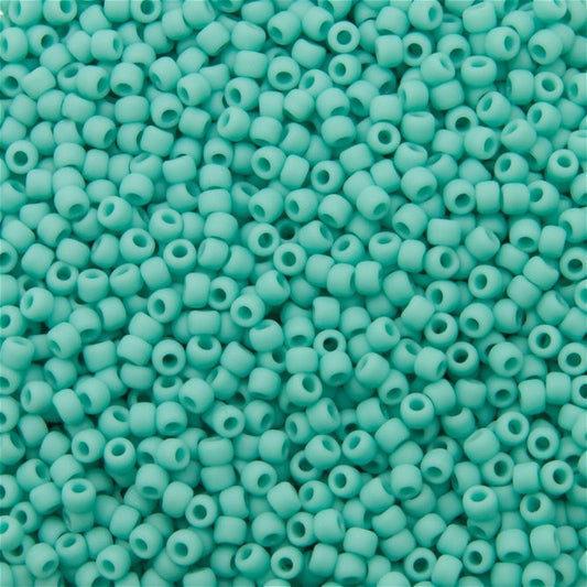 TOHO Round Seed Beads Rocailles, Opaque Frosted Turquoise (# 55F), Glass, Japan