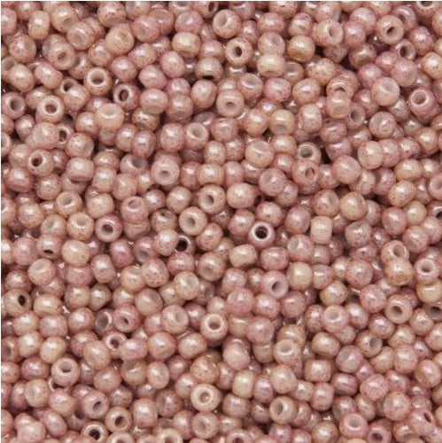 TOHO Round Seed Beads Rocailles, Marbled Opaque Beige Pink (# 1201), Glass, Japan