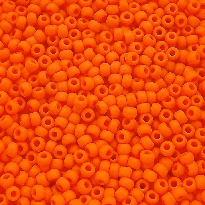 TOHO Round Seed Beads Rocailles, Opaque Frosted Pumpkin (# 50AF), Glass, Japan