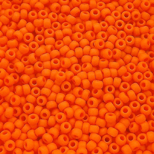 TOHO Round Seed Beads Rocailles, Opaque Frosted Pumpkin (# 50AF), Glass, Japan