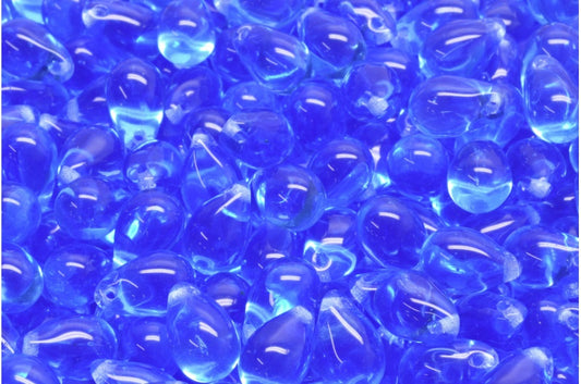 Drop Beads, Transparent Blue (30040), Glass, Czech Republic