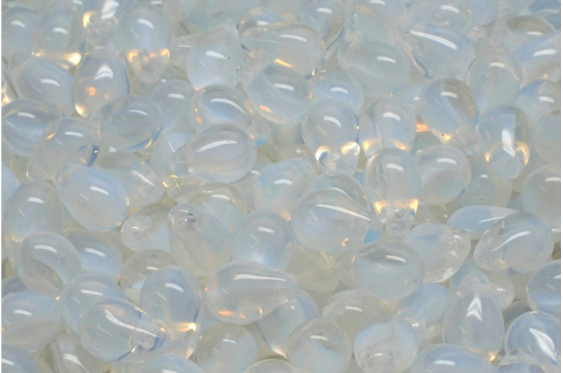 Drop Beads, Opal White Crystal (01000-00030), Glass, Czech Republic