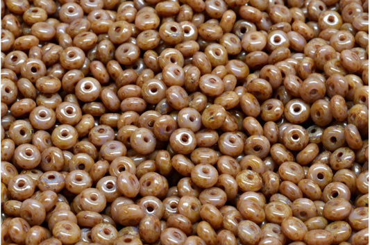 OUTLET 10 克 Rondelle Druck 珠子，2.5 x 4 毫米，紫色染色强 (23020-86805)，玻璃，捷克共和国