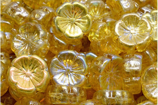 Hawaiian Flower Beads, Crystal Ab 34302 (00030-28701-34302), Glass, Czech Republic