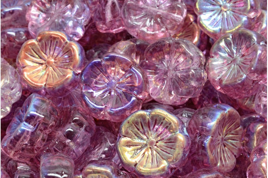 Hawaiian Flower Beads, Crystal Ab 34306 (00030-28701-34306), Glass, Czech Republic