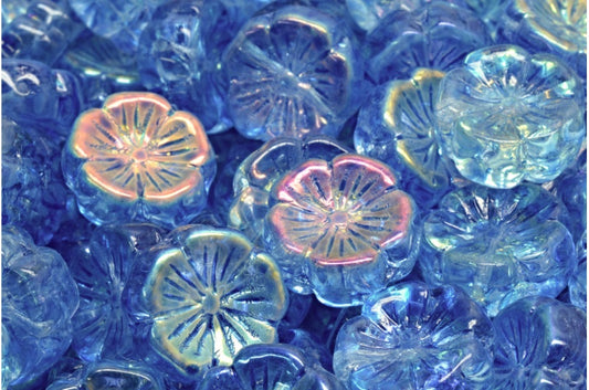 Hawaiian Flower Beads, Crystal Ab 34307 (00030-28701-34307), Glass, Czech Republic