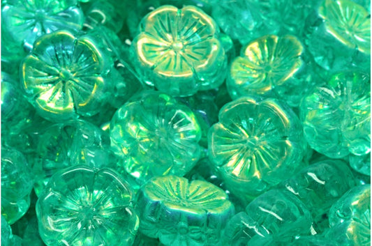 Hawaiian Flower Beads, Crystal Ab 34309 (00030-28701-34309), Glass, Czech Republic