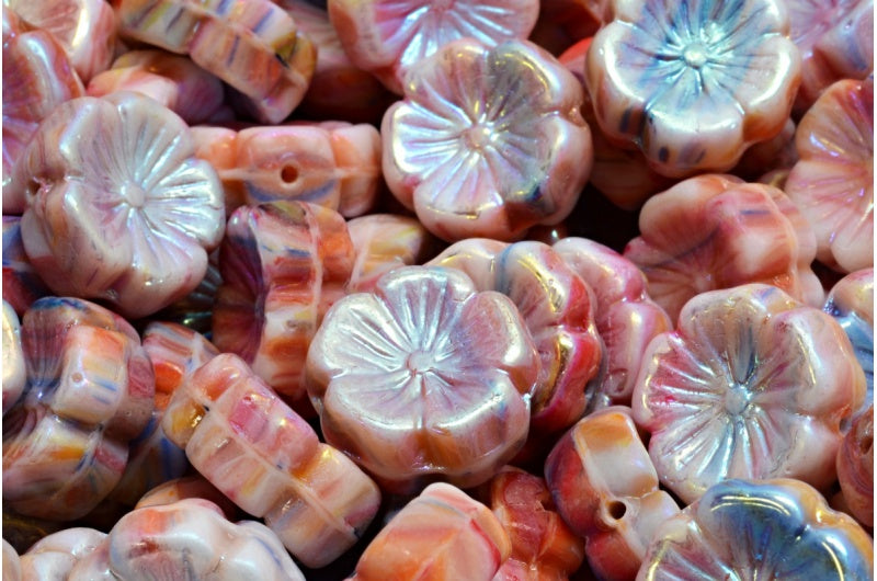 ハワイアンフラワービーズ、R0001 Ab Full（2X Side）（R0001-28703）、ガラス、チェコ共和国