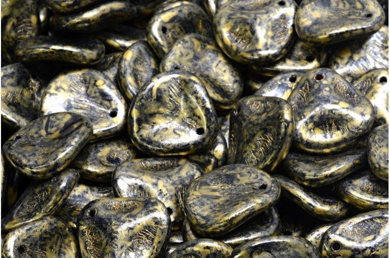 バラの花びらビーズ、ブラック 86720 (23980-86720)、ガラス、チェコ共和国