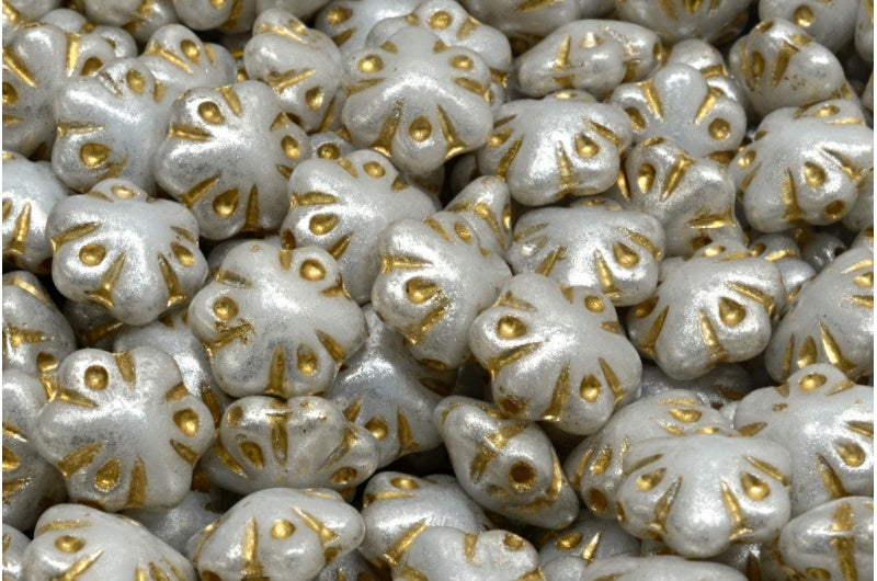 Folklore Flower Beads, White Gold Lined 34301 (02010-54302-34301), Glass, Czech Republic