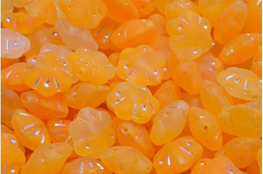 Folklore Flower Beads, Orange Ab Full (2X Side) Matte (R0912-28703-84100), Glass, Czech Republic