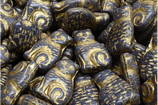 Cat beads, R2439 Gold Lined (R2439-54302), Glass, Czech Republic