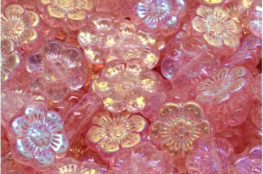 OUTLET 10 grams Boho Flower Beads, Crystal Ab Light Pink (00030-28701-34304), Glass, Czech Republic