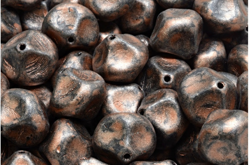 Meteorite Beads, Black Matte 86750 (23980-84100-86750), Glass, Czech Republic