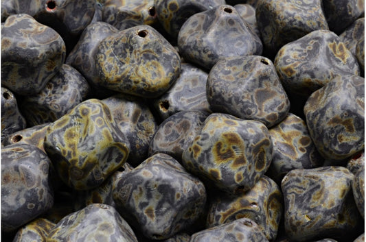 Meteorite Beads, Black Matte Travertin (23980-84100-86800), Glass, Czech Republic