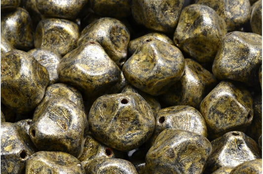 陨石珠，黑色哑光石灰华 34302 (23980-84100-86800-34302)，玻璃，捷克共和国