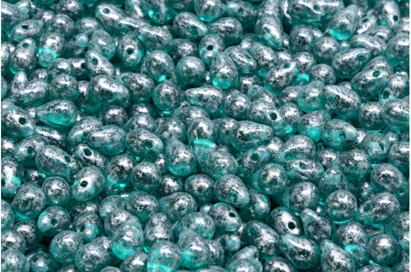 Drop Beads, Transparent Aqua 34301 (60230-34301), Glass, Czech Republic