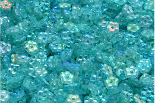 Forget Me Not Beads, Transparent Aqua Ab (60110-28701), Glass, Czech Republic