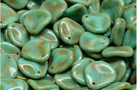Rose Petal Beads, Turquoise Travertin (63130-86800), Glass, Czech Republic
