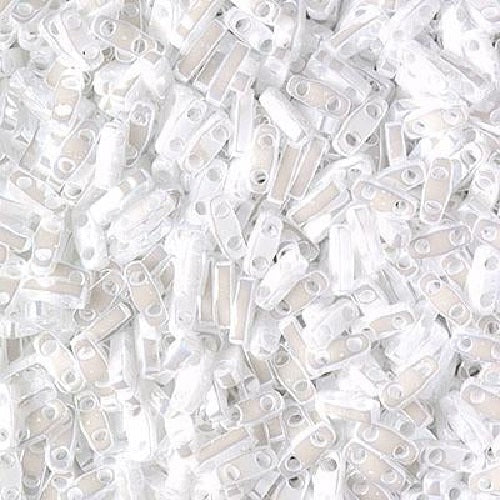 Miyuki Tila / Half Tila / Quater Tila 2-hole Beads, White Pearl Ceylon (QTL0420), Glass, Japan