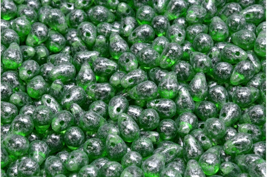 Drop Beads, Emerald Green 34301 (50120-34301), Glass, Czech Republic