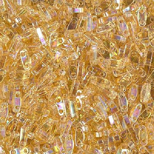 Miyuki Tila / Half Tila / Quater Tila 2-hole Beads, Transparent Light Topaz AB (# 0251), Glass, Japan